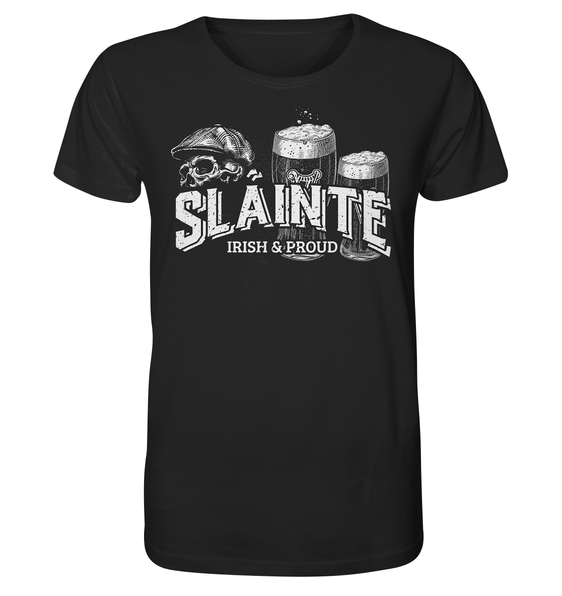 Sláinte "Irish & Proud / Flatcap-Skull I" - Organic Shirt