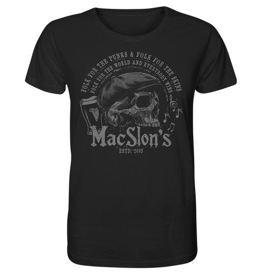 MacSlon's "Folk For The World / Flatcap-Skull" - Organic Shirt