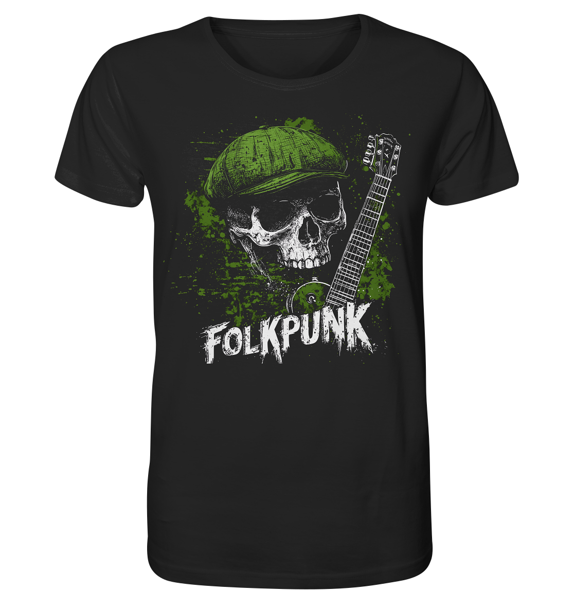 Folkpunk "Skull, Flatcap, Guitar I" - Organic Shirt