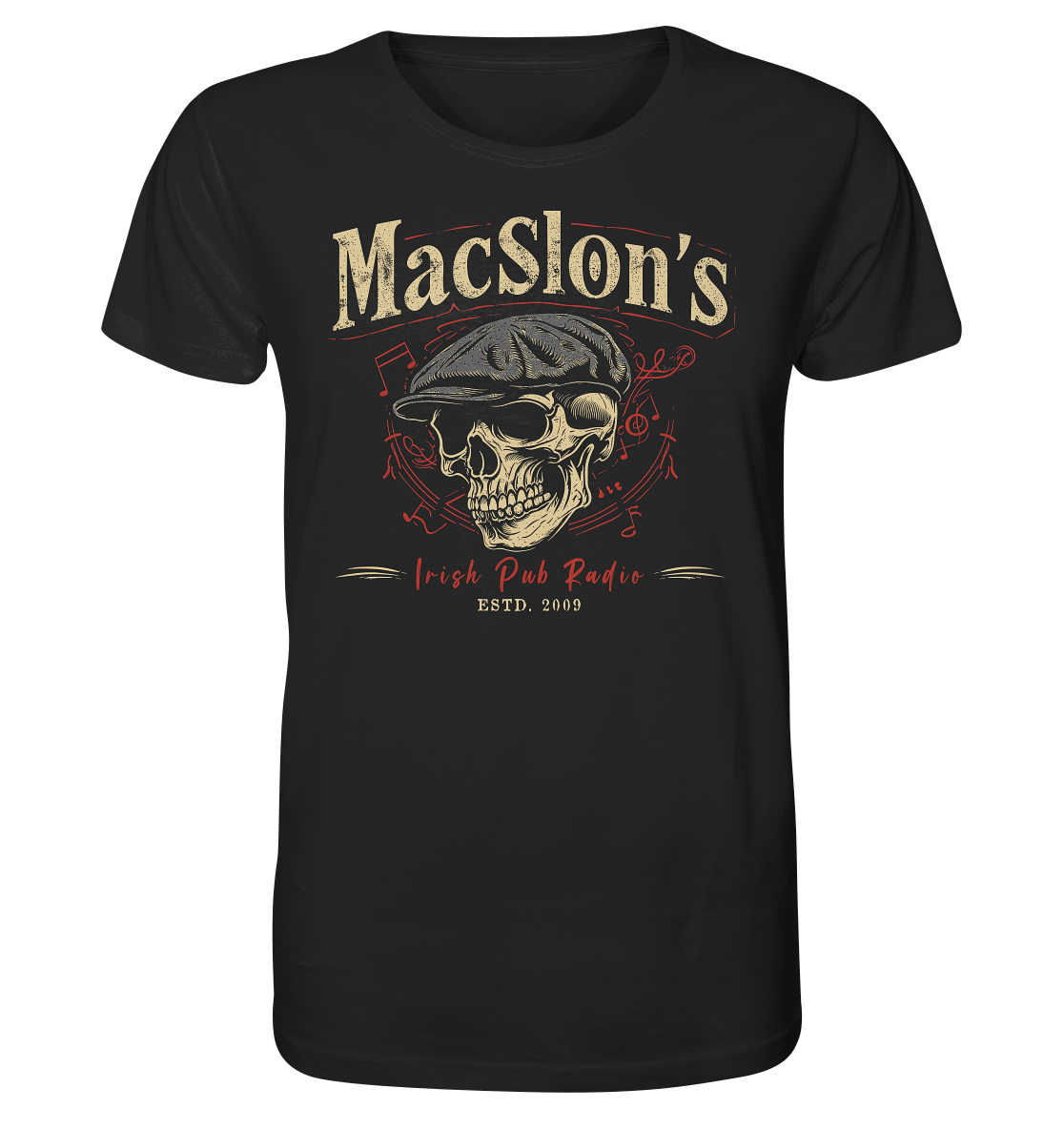 MacSlon's Irish Pub Radio "Estd. 2009 / Flatcap-Skull I" - Organic Shirt