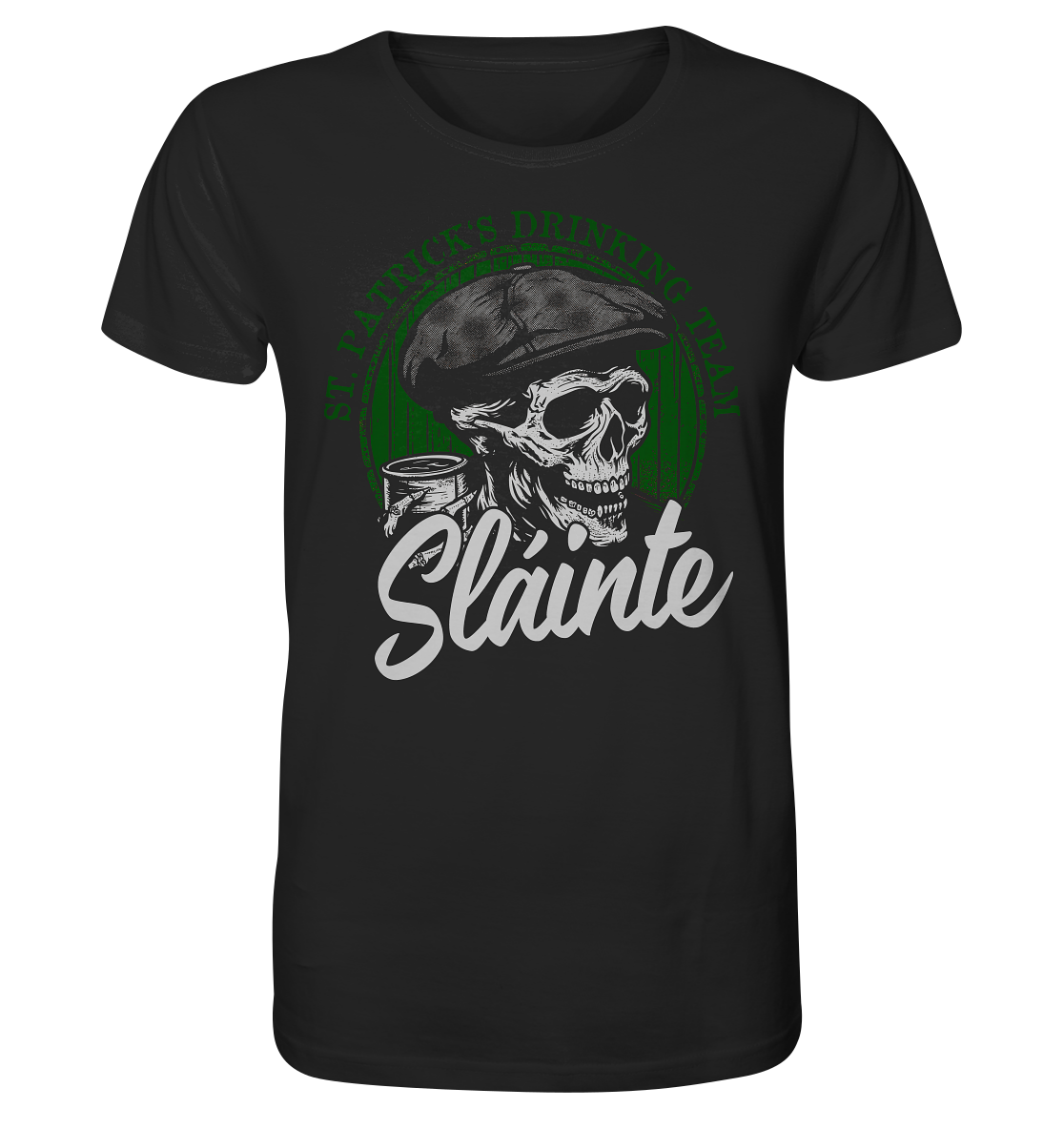 Sláinte "St. Patrick's Drinking Team / Flatcap-Skull I" - Organic Shirt