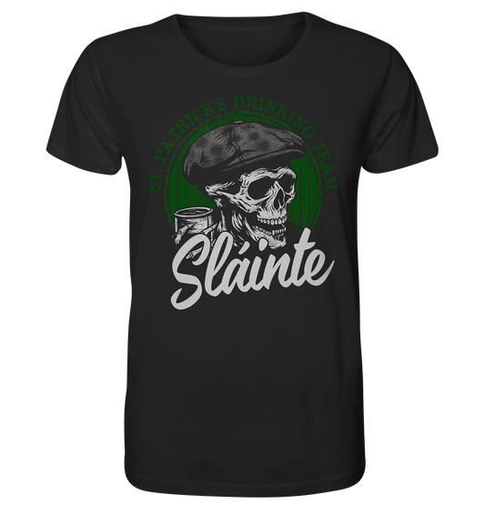 Sláinte "St. Patrick's Drinking Team / Flatcap-Skull I" - Organic Shirt