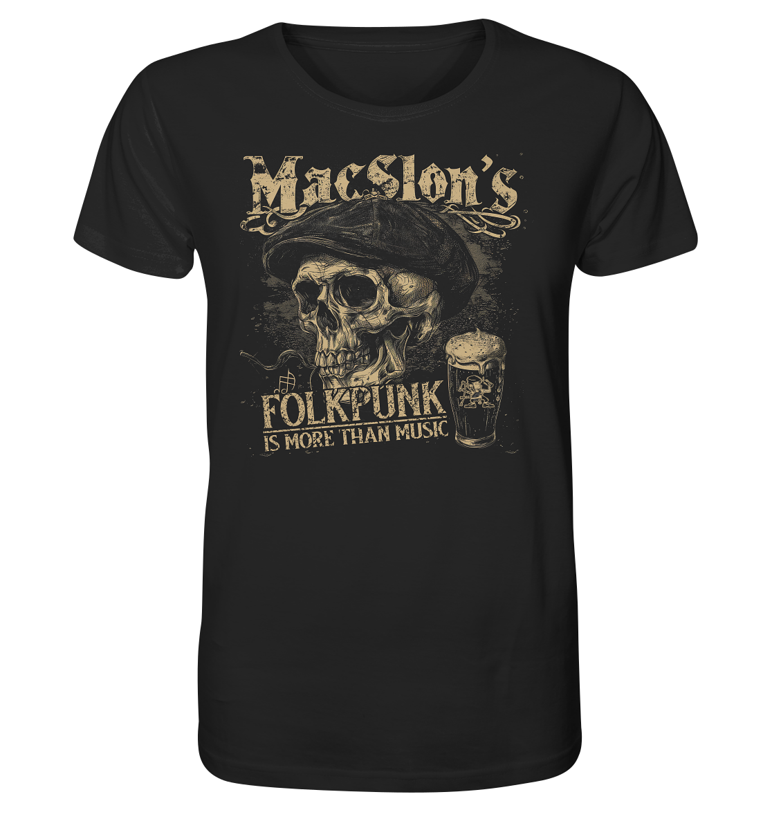 MacSlon's "Folkpunk Is More Than Music / Flatcap-Skull" - Organic Shirt