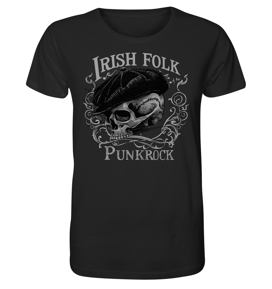 Irish Folk Punkrock "Flatcap-Skull II" - Organic Shirt