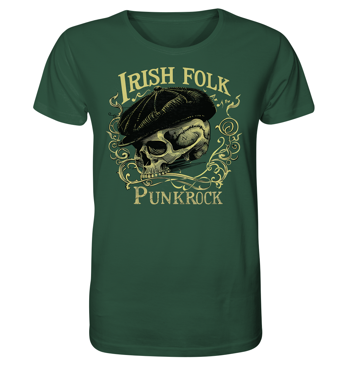 Irish Folk Punkrock "Flatcap-Skull I" - Organic Shirt