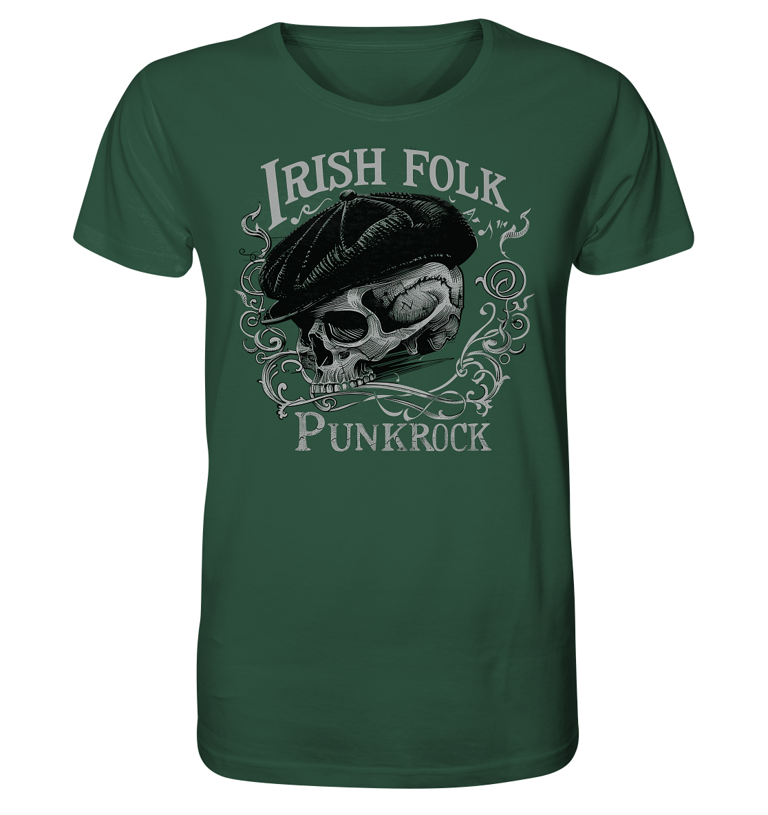 Irish Folk Punkrock "Flatcap-Skull II" - Organic Shirt