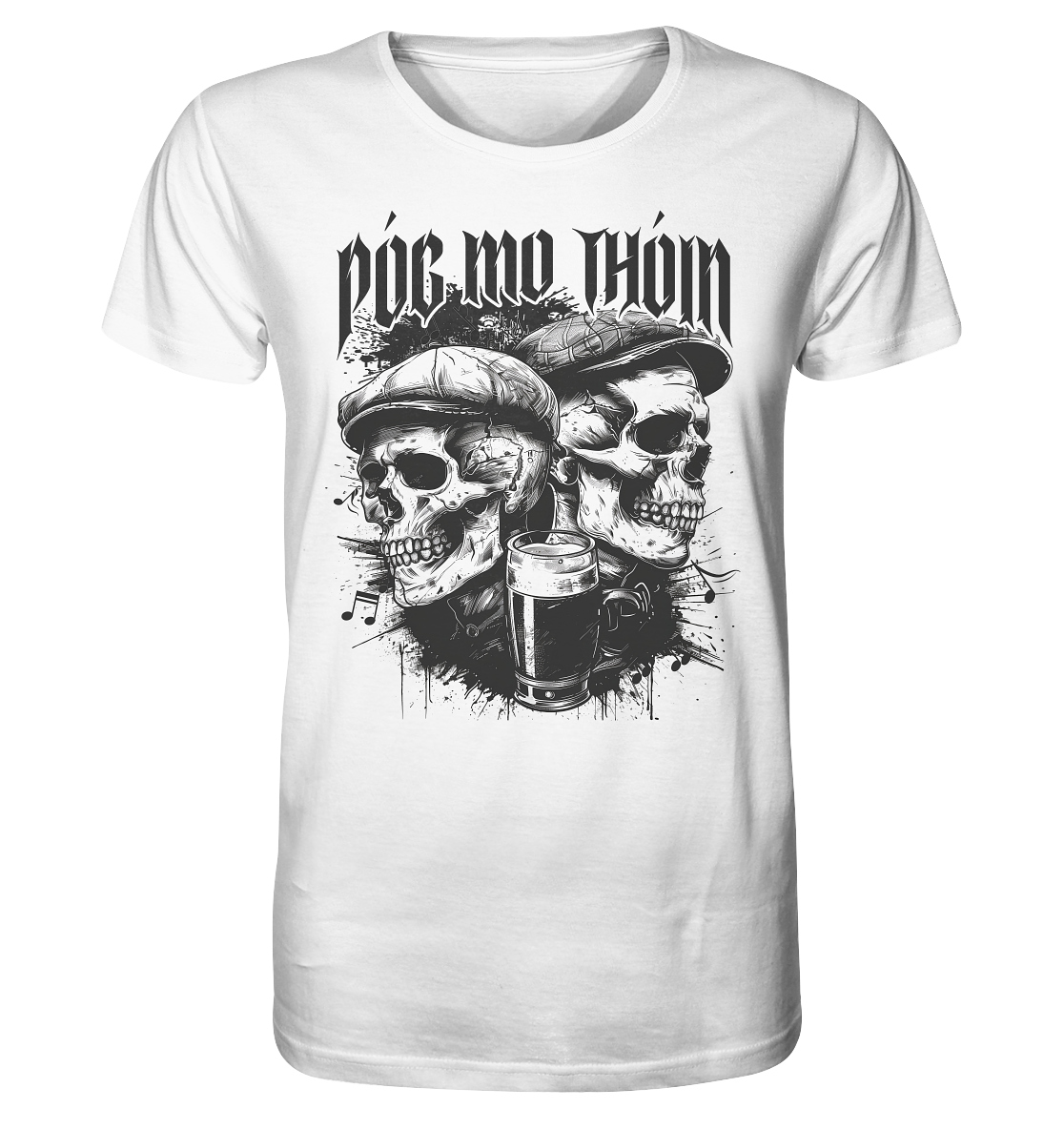 Póg Mo Thóin Streetwear "Two Skulls I" - Organic Shirt