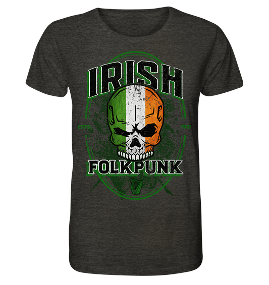 Irish Folkpunk "Skull" - Organic Shirt (meliert)