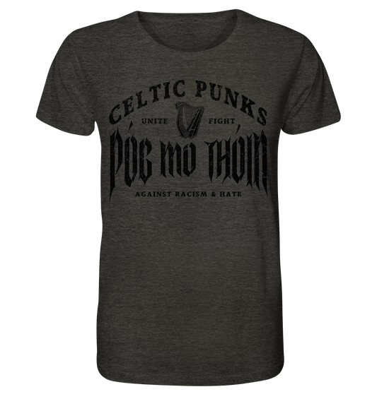 Póg Mo Thóin Streetwear "Celtic Punks Against Racism & Hate / Unite & Fight" - Organic Shirt (meliert)