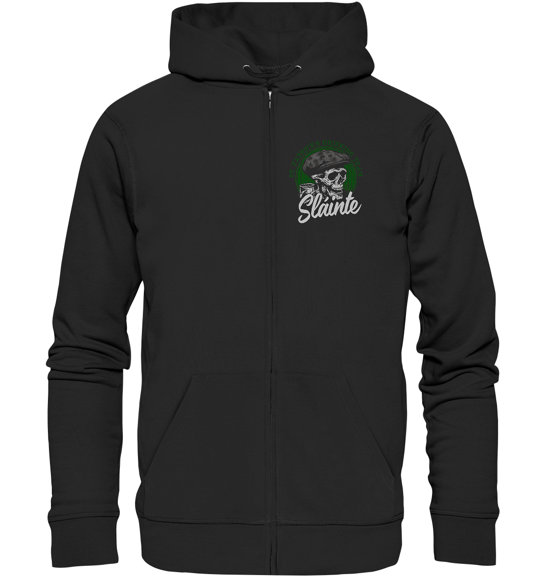 Sláinte "St. Patrick's Drinking Team / Flatcap-Skull I" - Organic Zipper