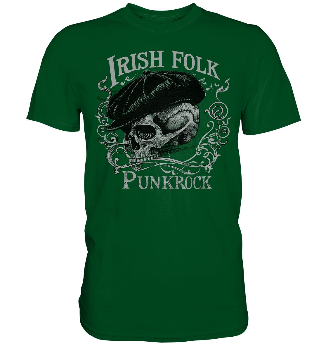 Irish Folk Punkrock "Flatcap-Skull II" - Premium Shirt