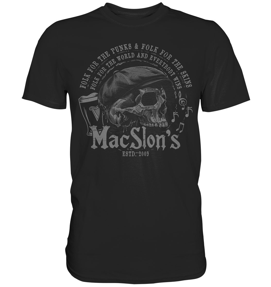 MacSlon's "Folk For The World / Flatcap-Skull" - Premium Shirt