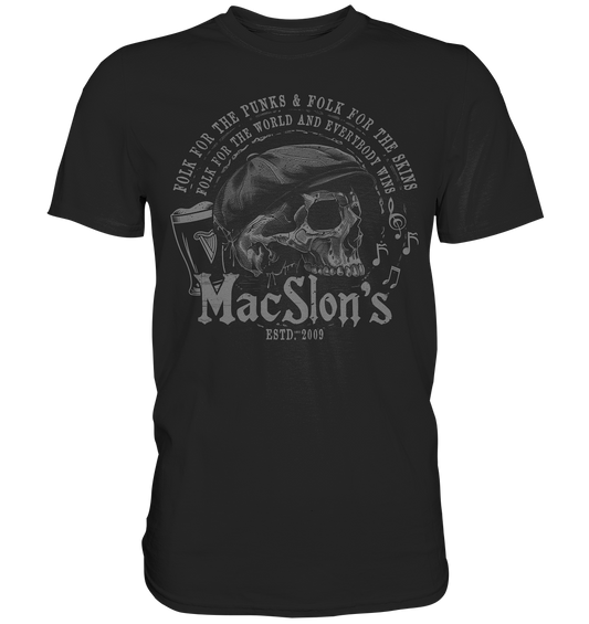 MacSlon's "Folk For The World / Flatcap-Skull" - Premium Shirt