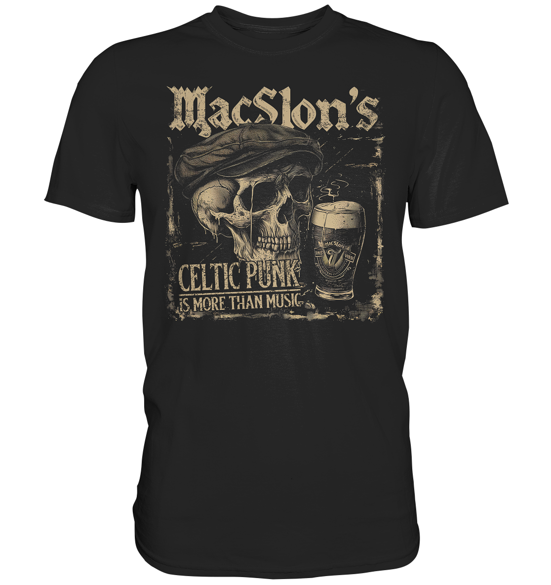 MacSlon's "Celtic Punk Is More Than Music / Flatcap-Skull" - Premium Shirt