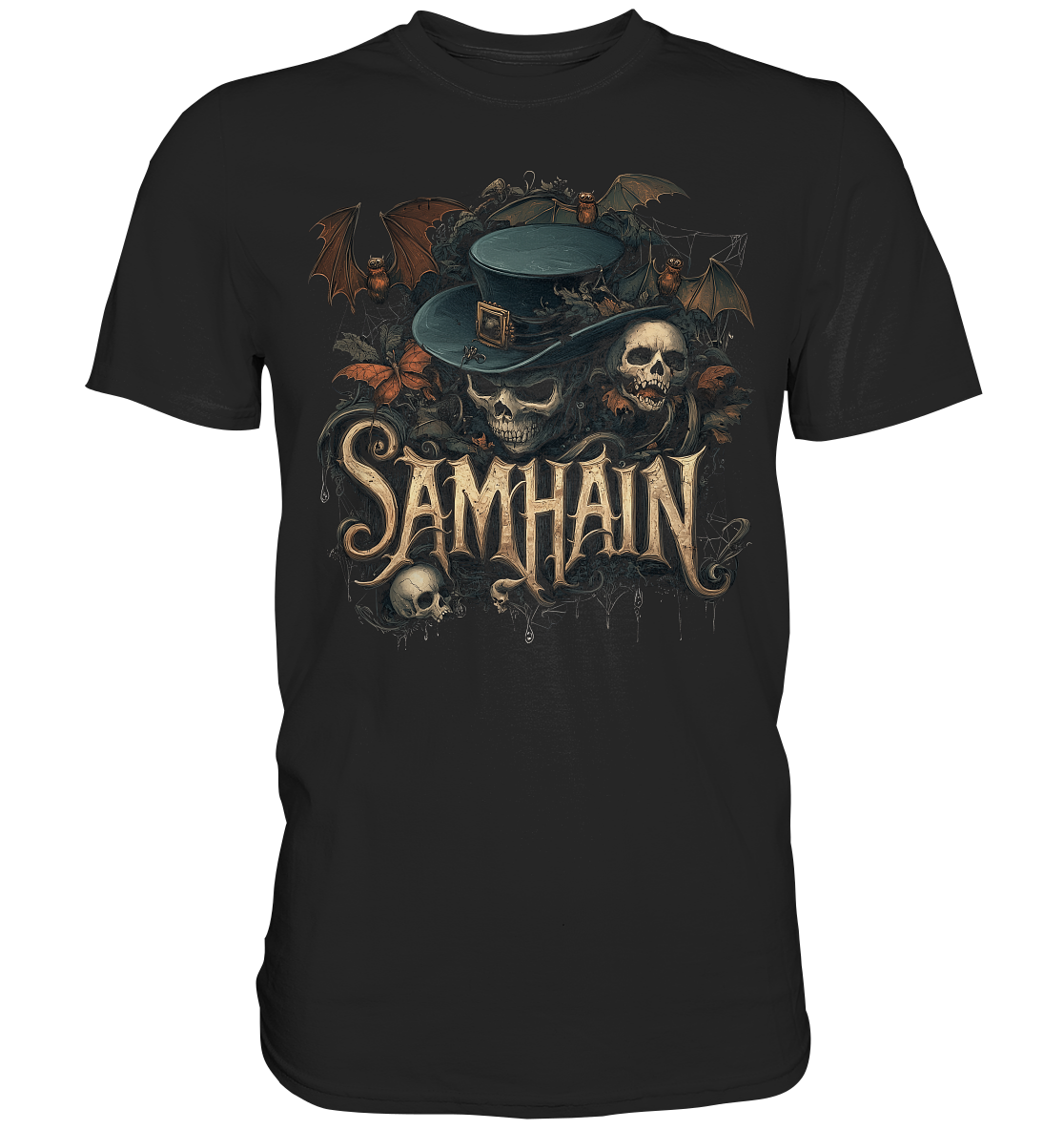 Samhain "Bats & Skulls I" - Premium Shirt