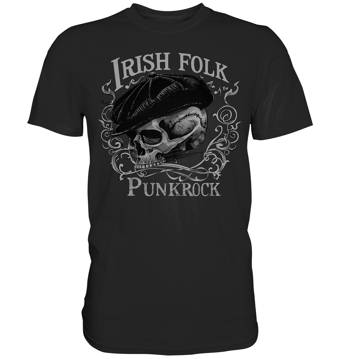 Irish Folk Punkrock "Flatcap-Skull II" - Premium Shirt