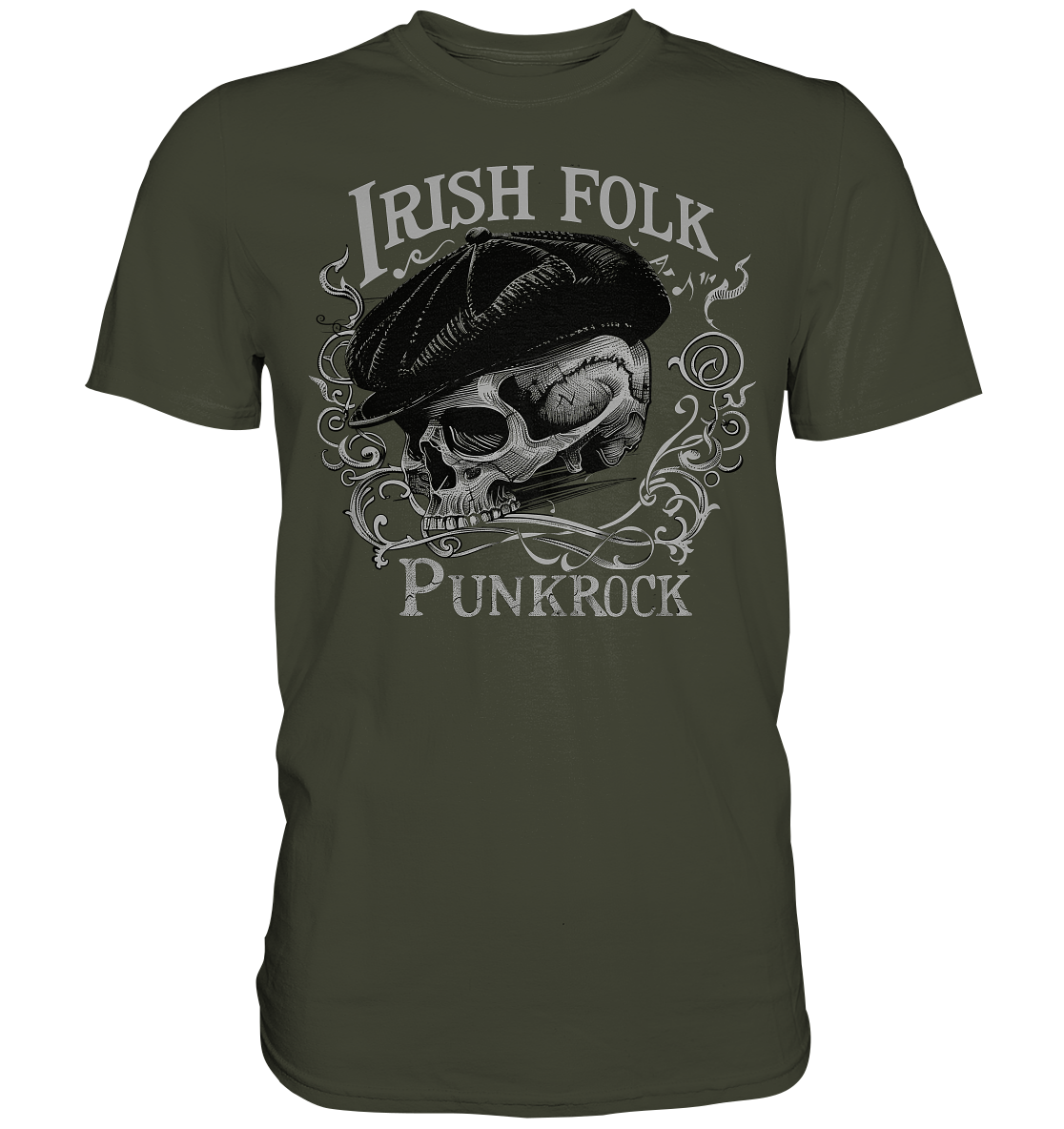 Irish Folk Punkrock "Flatcap-Skull II" - Premium Shirt