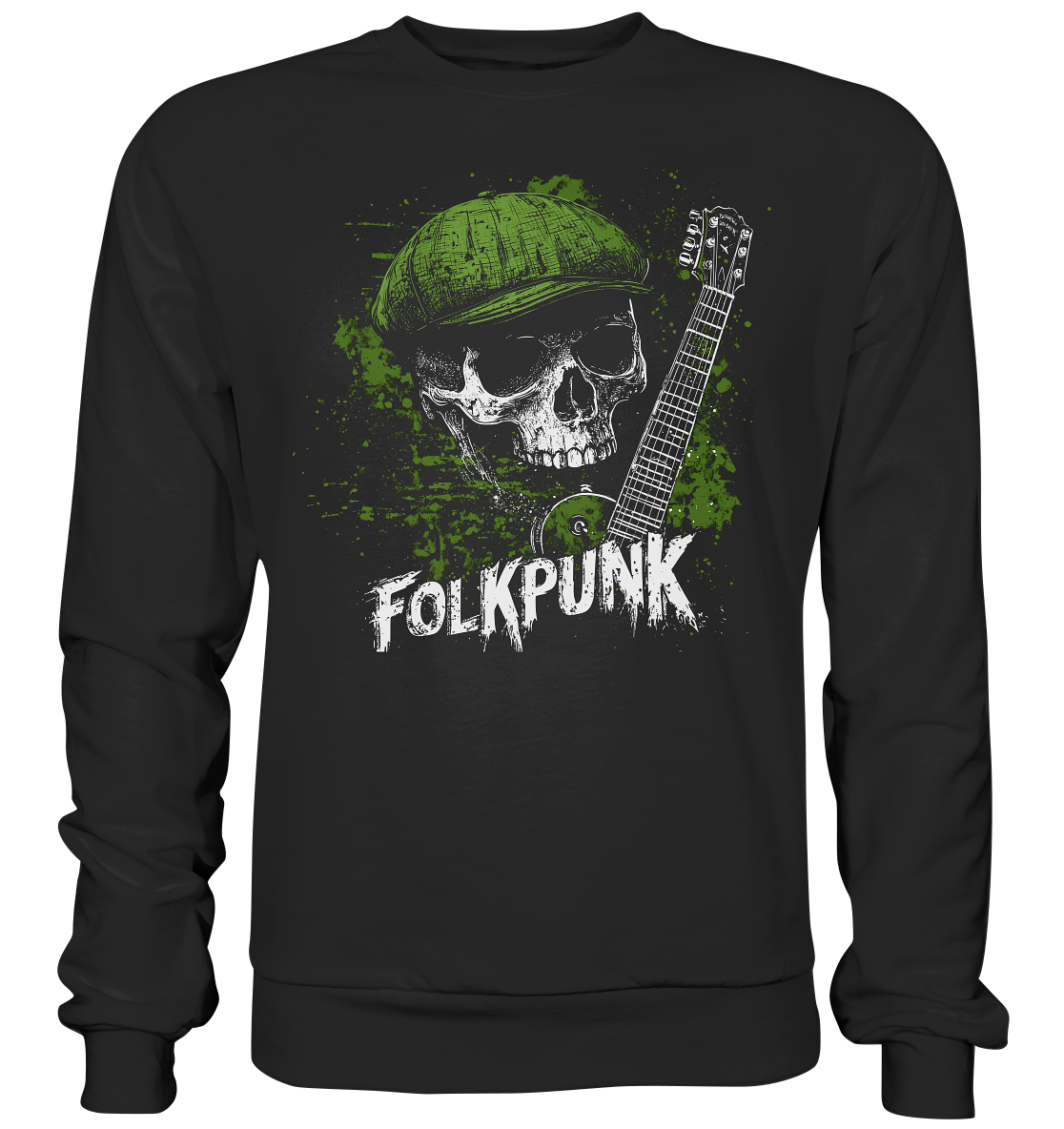 Folkpunk "Skull, Flatcap, Guitar I" - Premium Sweatshirt