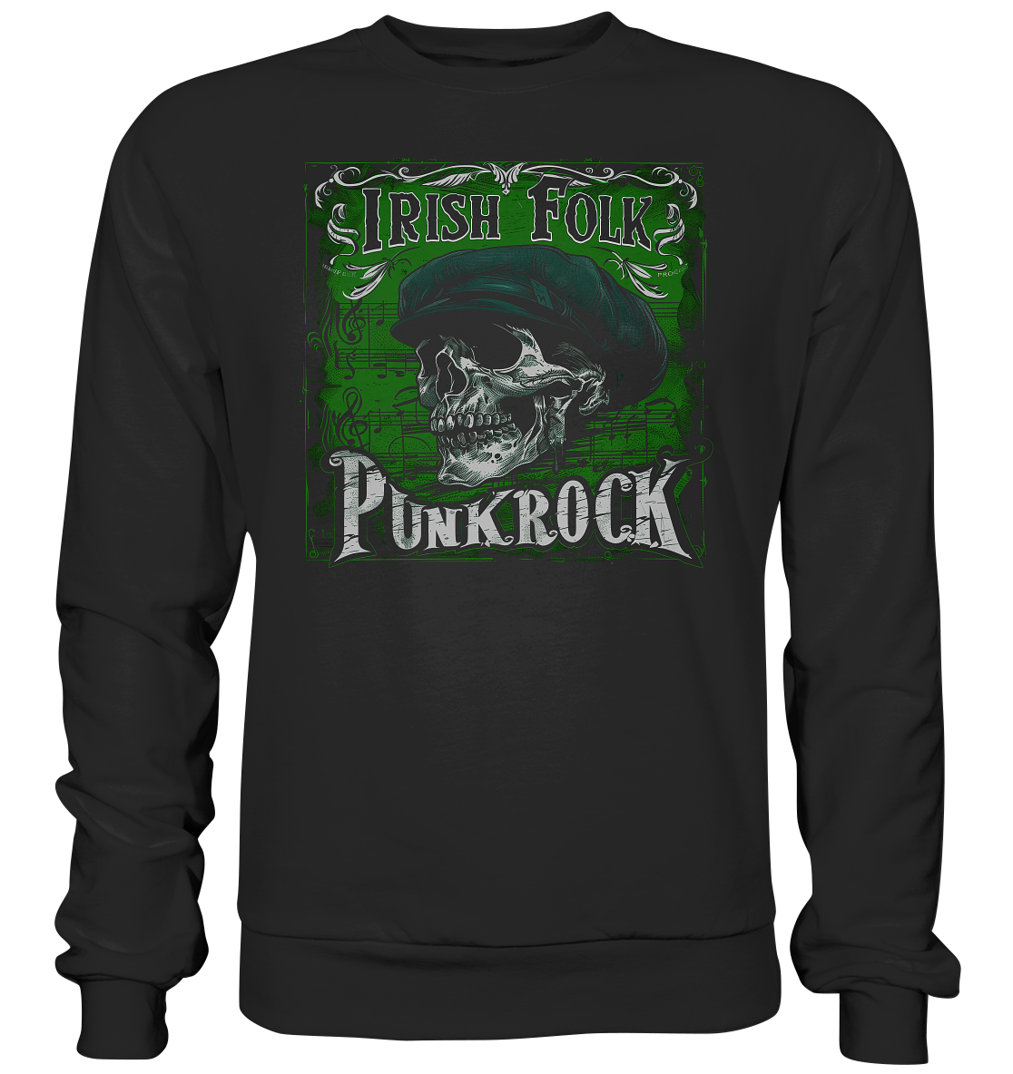 Irish Folk Punkrock "Flatcap-Skull III"  - Premium Sweatshirt