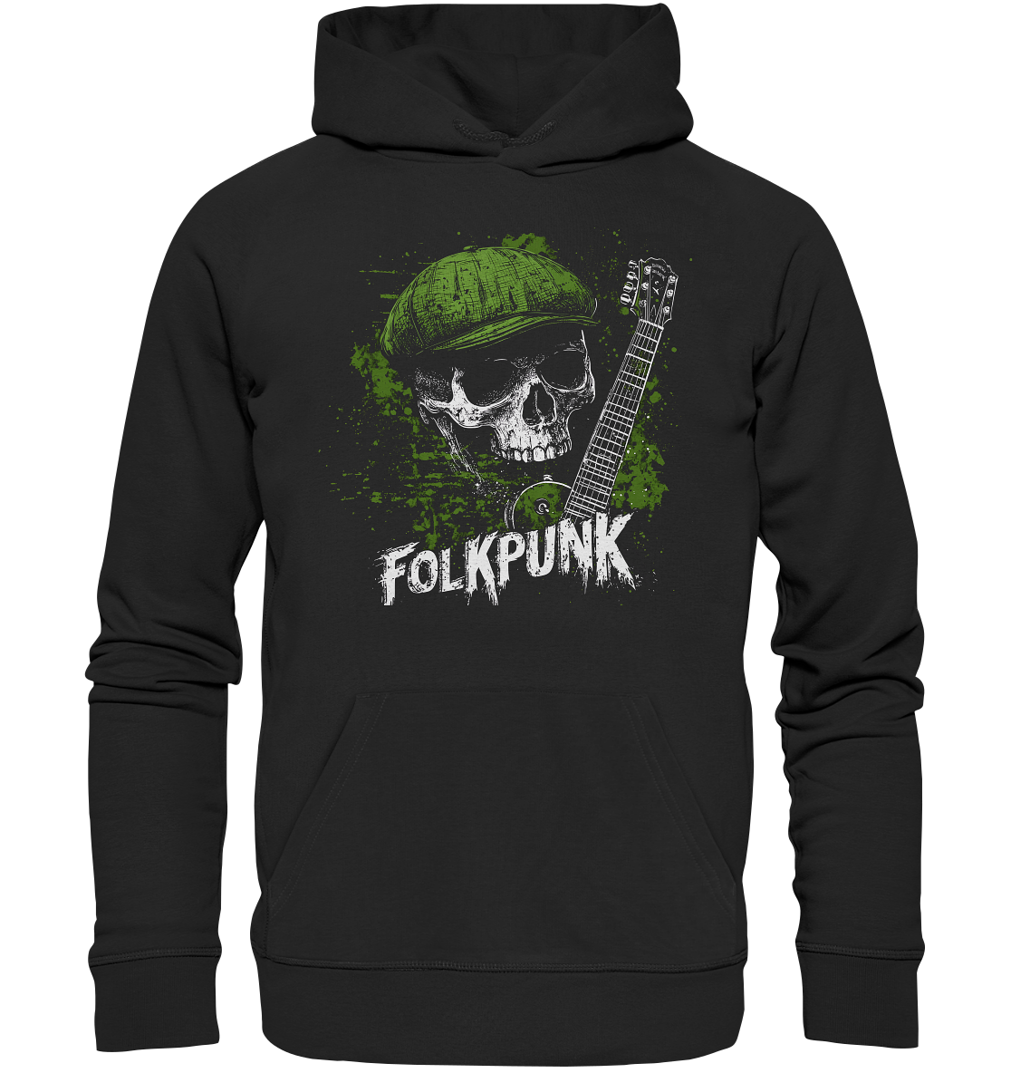 Folkpunk "Skull, Flatcap, Guitar I" - Premium Unisex Hoodie