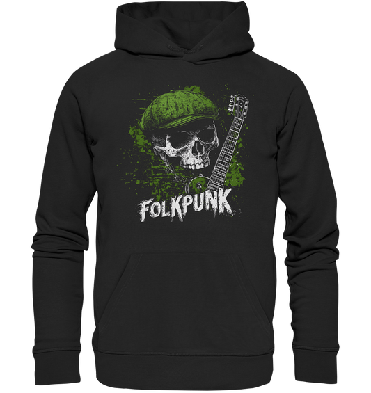 Folkpunk "Skull, Flatcap, Guitar I" - Premium Unisex Hoodie