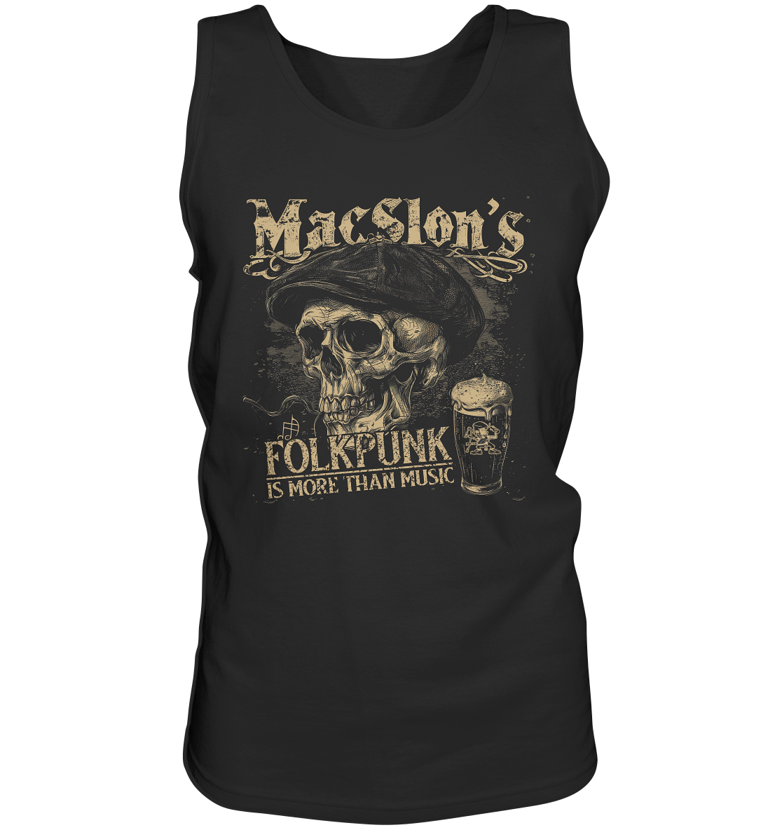 MacSlon's "Folkpunk Is More Than Music / Flatcap-Skull" - Tank-Top