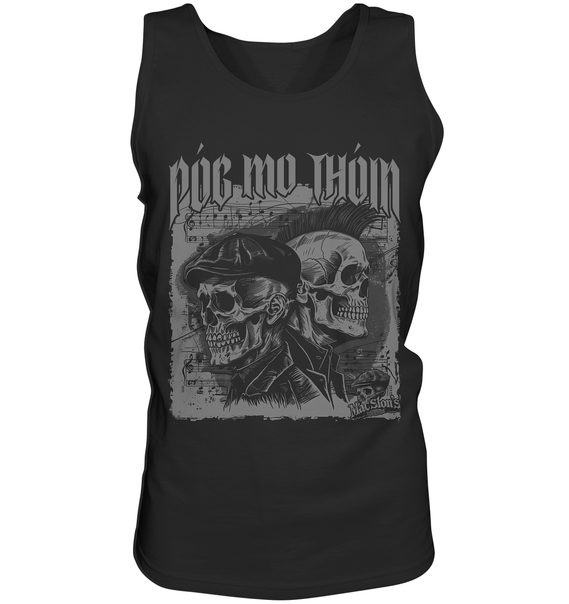 Póg Mo Thóin Streetwear "Flatcap & Mohawk Skulls I" - Tank-Top