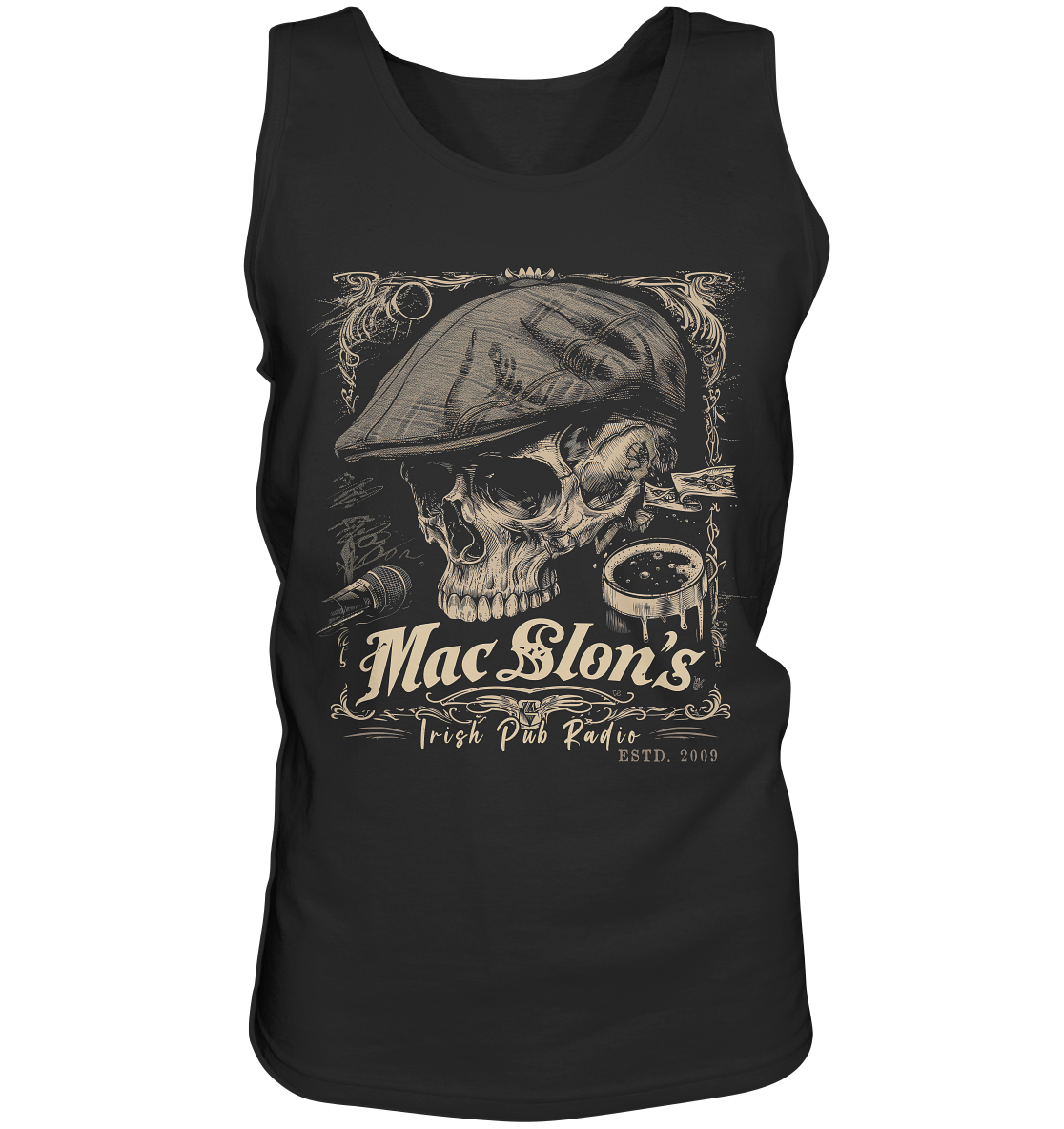 MacSlon's Irish Pub Radio "Estd. 2009 / Flatcap-Skull III" - Tank-Top