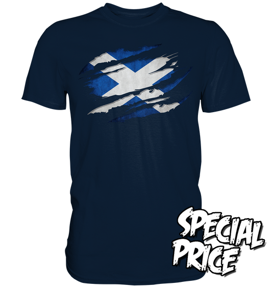 Scotland "Flag Scratch" - Premium Shirt (Größe 5XL)