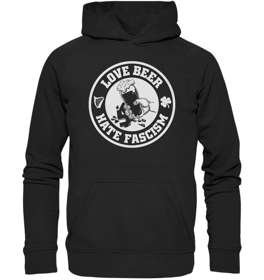 Love Beer - Hate Fascism - Basic Unisex Hoodie