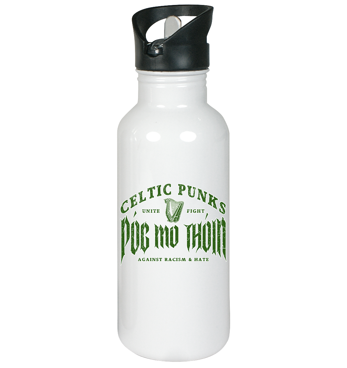 Póg Mo Thóin Streetwear "Celtic Punks Against Racism & Hate / Unite & Fight" - Edelstahl-Trinkflasche