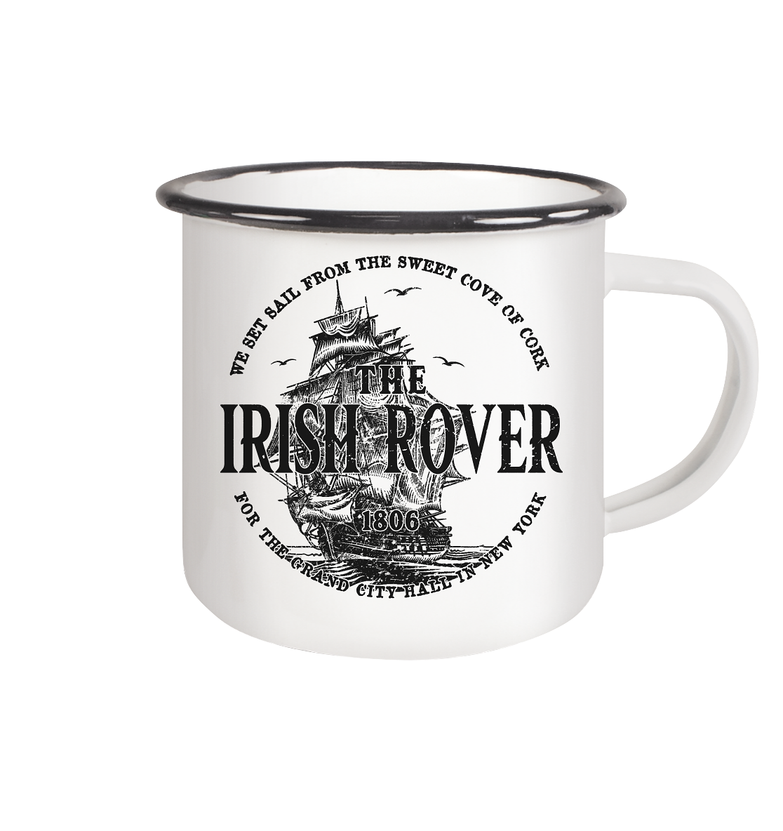 "The Irish Rover" - Emaille Tasse (Black)