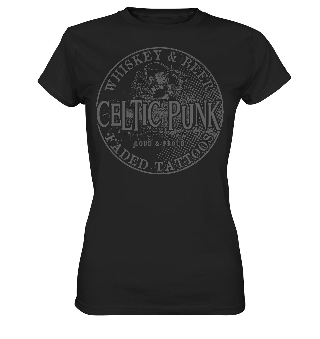 Celtic Punk "Whiskey, Beer & Faded Tattoos" - Ladies Premium Shirt