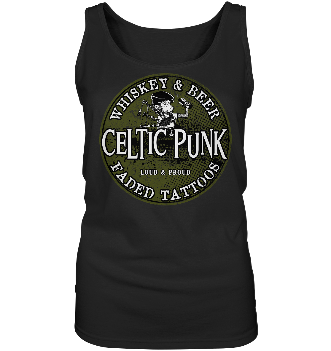 Celtic Punk "Whiskey, Beer & Faded Tattoos" - Ladies Tank-Top