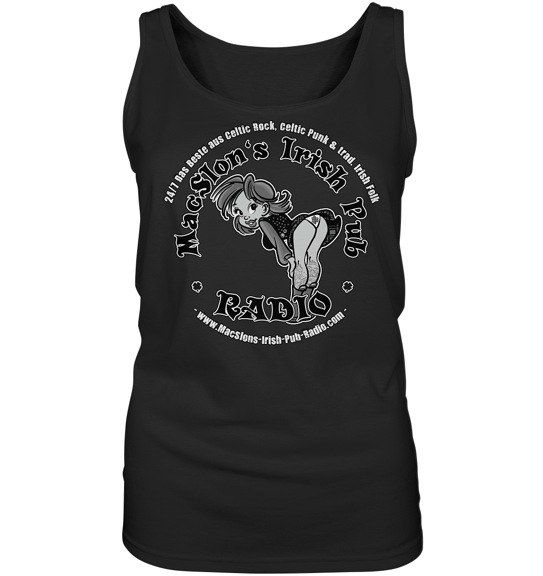 MacSlon's Radio "24/7 - Irish Girl Logo"  - Ladies Tank-Top