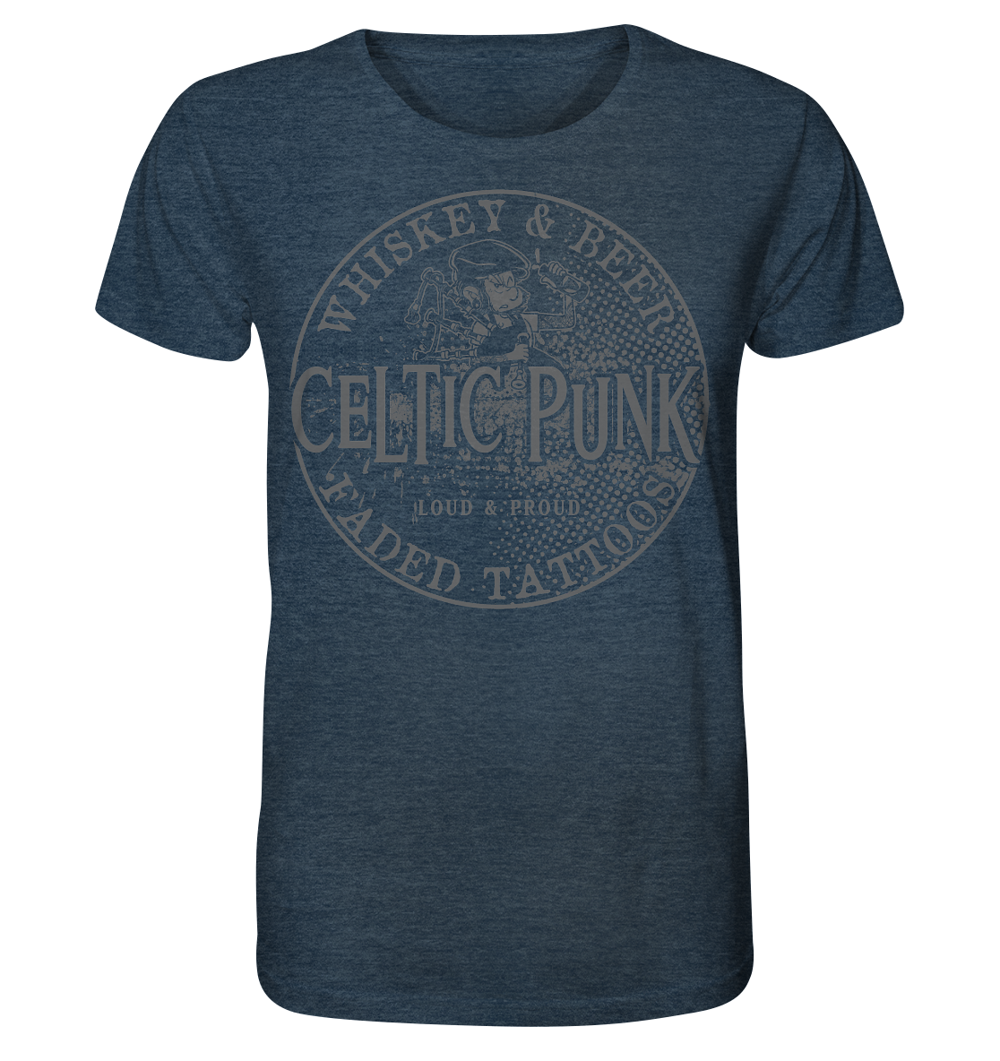 Celtic Punk "Whiskey, Beer & Faded Tattoos" - Organic Shirt (meliert)