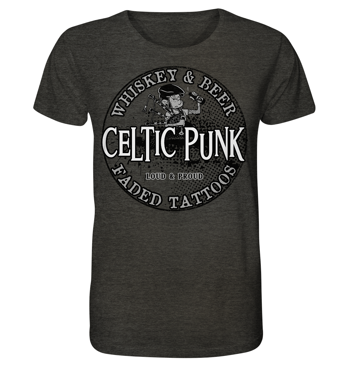 Celtic Punk "Whiskey, Beer & Faded Tattoos" - Organic Shirt (meliert)