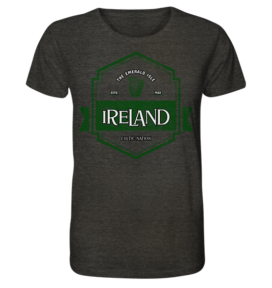 Ireland "The Emerald Isle / Celtic Nation" - Organic Shirt (meliert)