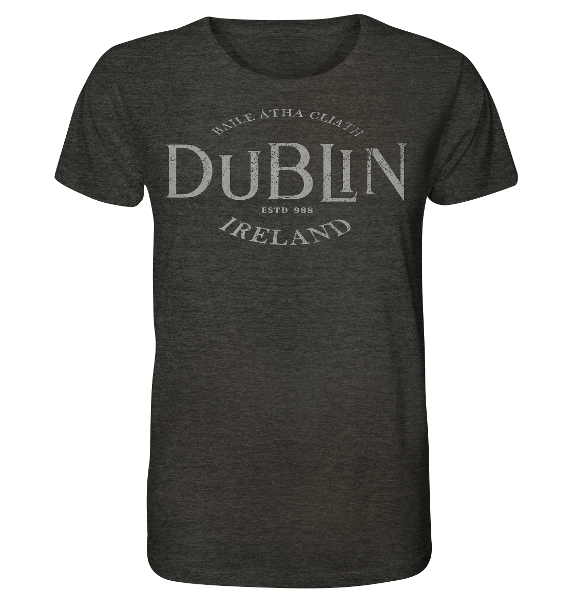 Dublin "Ireland / Baile Átha Cliath / Estd 988" - Organic Shirt (meliert)