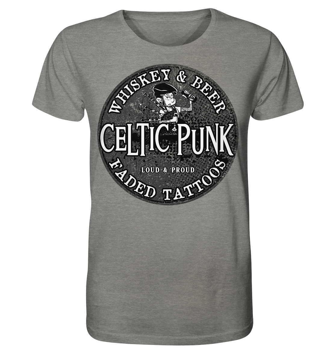 Celtic Punk "Whiskey, Beer & Faded Tattoos" - Organic Shirt (meliert)