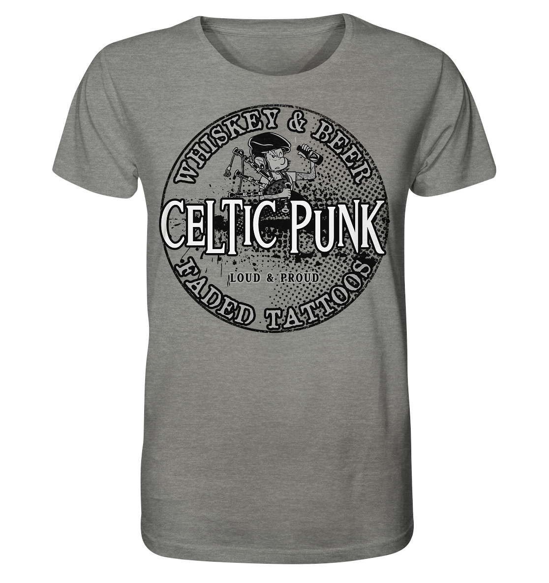 Celtic Punk "Whiskey, Beer & Faded Tattoos" - Organic Shirt (meliert)