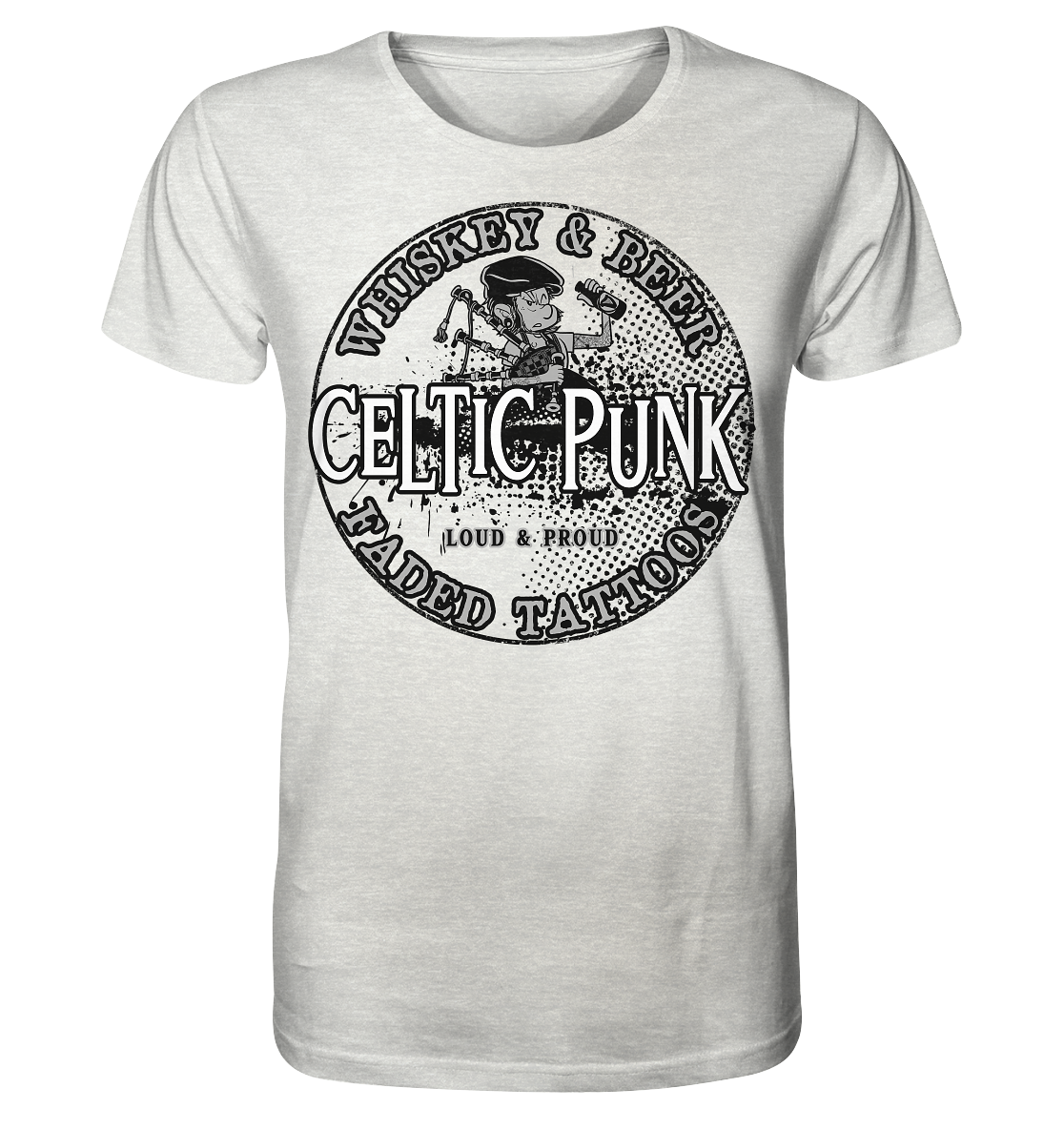 Celtic Punk "Whiskey, Beer & Faded Tattoos" - Organic Shirt (meliert)