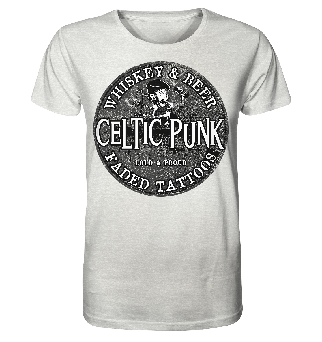 Celtic Punk "Whiskey, Beer & Faded Tattoos" - Organic Shirt (meliert)