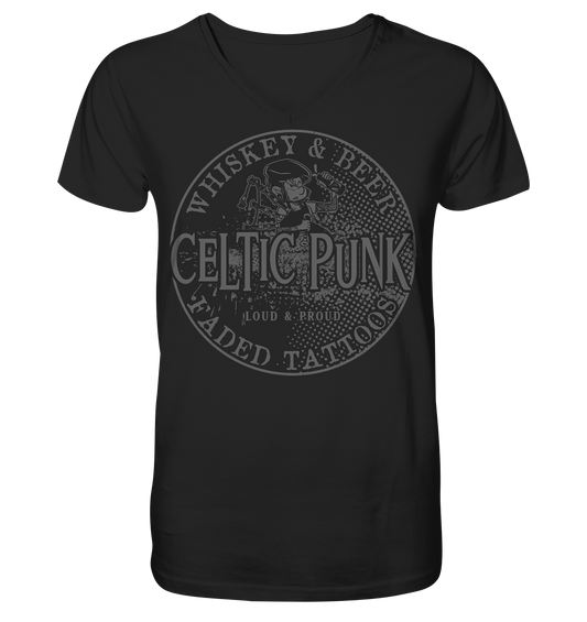 Celtic Punk "Whiskey, Beer & Faded Tattoos" - V-Neck Shirt