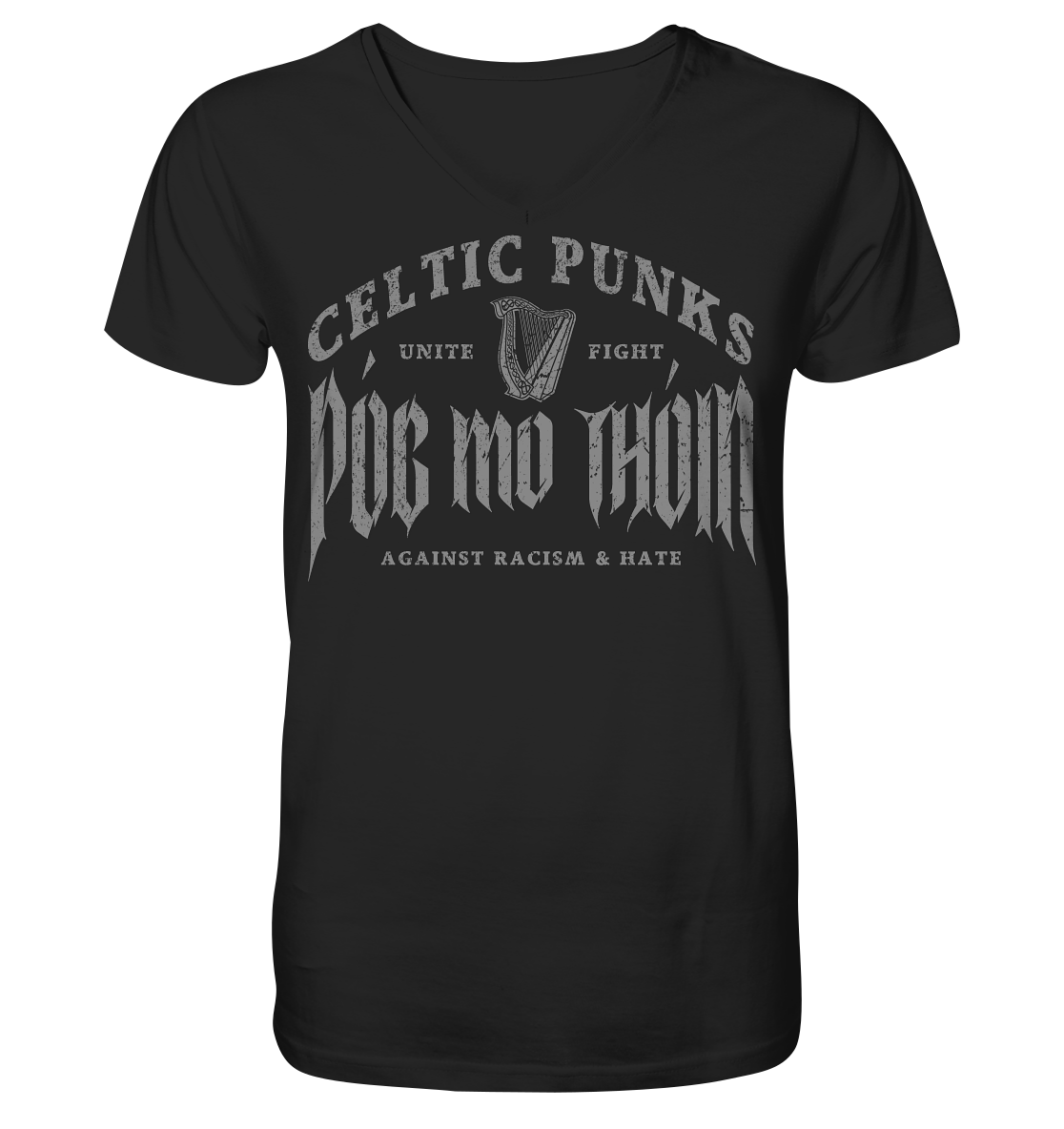 Póg Mo Thóin Streetwear "Celtic Punks Against Racism & Hate / Unite & Fight" - V-Neck Shirt