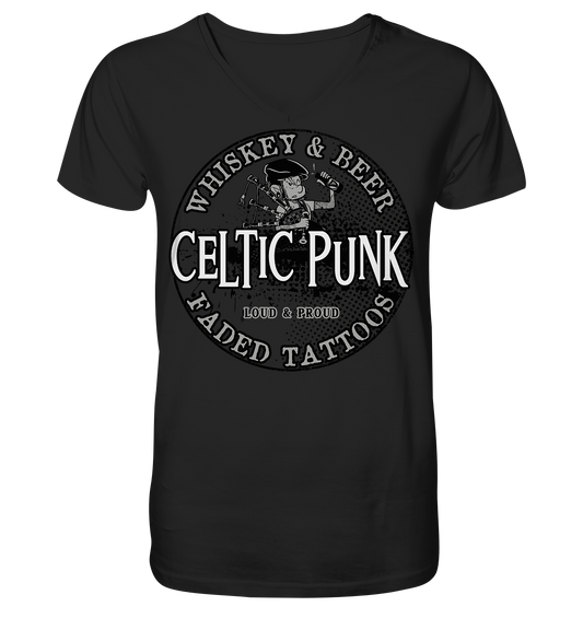 Celtic Punk "Whiskey, Beer & Faded Tattoos" - V-Neck Shirt