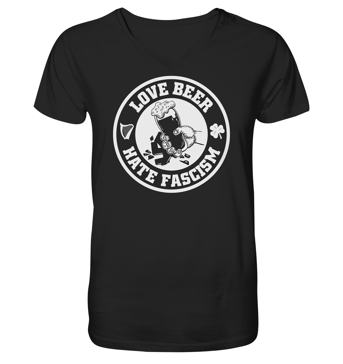 Love Beer - Hate Fascism - V-Neck Shirt