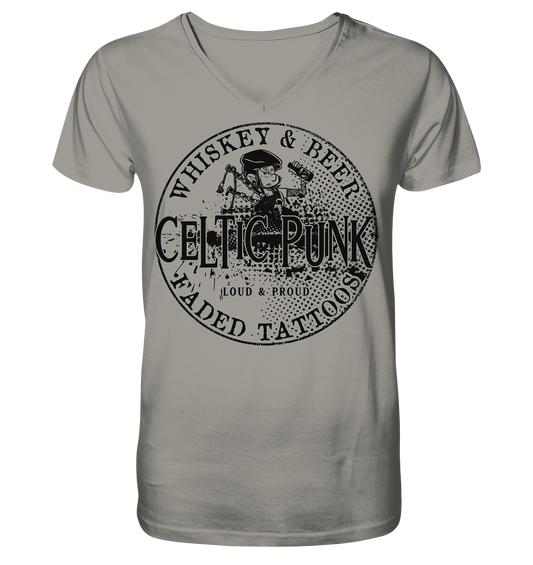 Celtic Punk "Whiskey, Beer & Faded Tattoos" - V-Neck Shirt